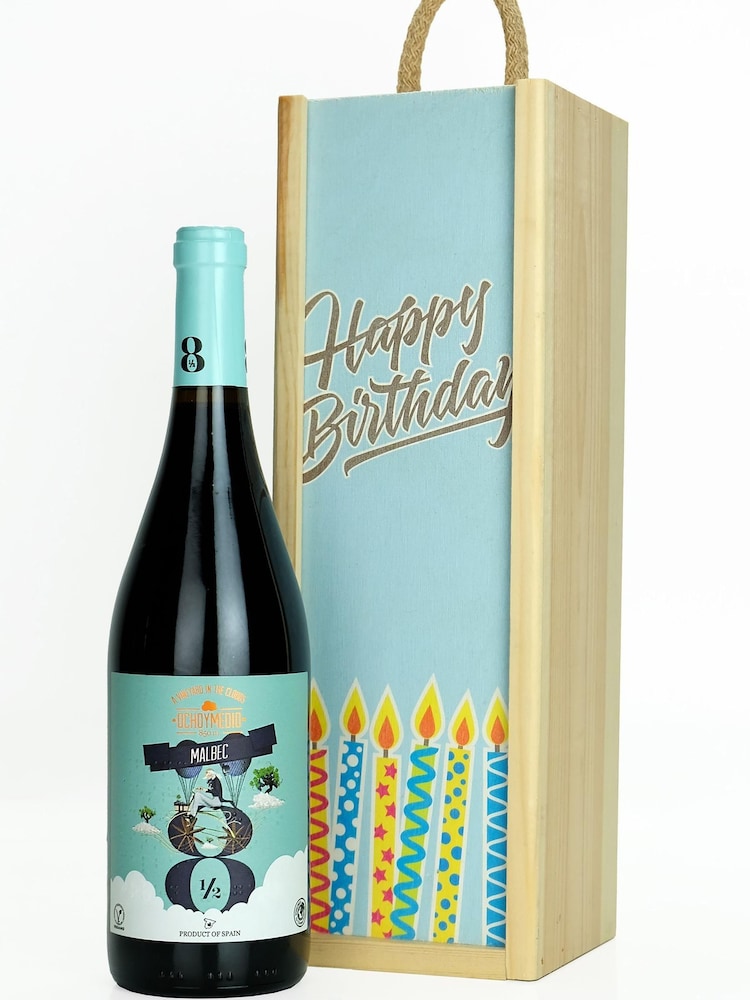 Le Bon Vin Happy Birthday Malbec Wooden Boxed Wine Gift - Image 2 of 2