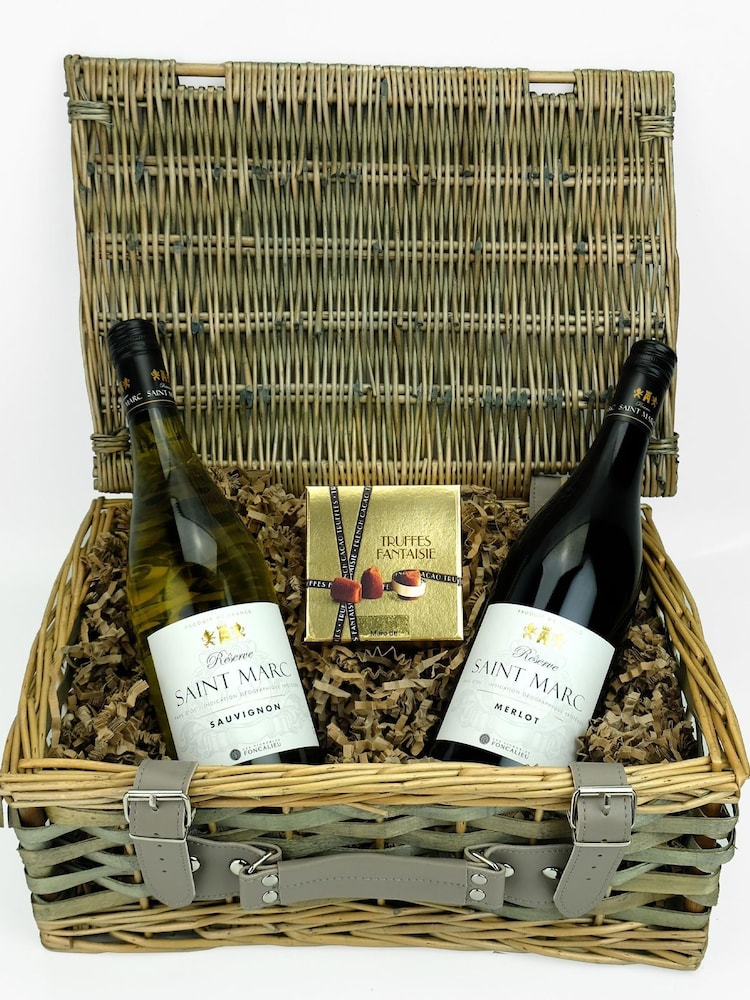 Le Bon Vin French Red & White Wine with Chocolate Truffles Hamper - Image 2 of 2
