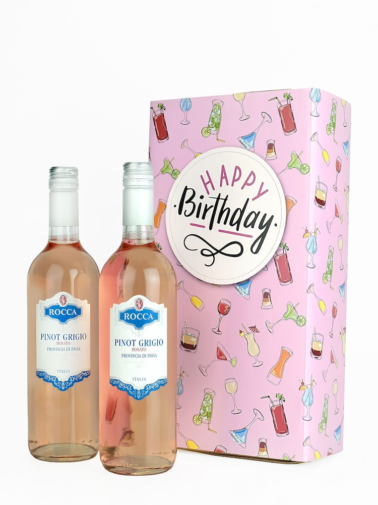 Le Bon Vin Happy Birthday Pinot Grigio Rosé Wine Duo Boxed Gift - Image 1 of 1