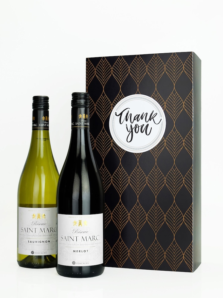 Le Bon Vin Thank you French Red & White Wine Duo Boxed Gift - Image 1 of 1