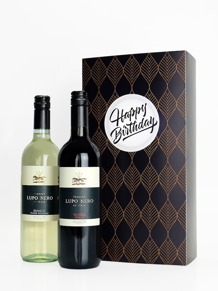 Le Bon Vin Happy Birthday Italian Red & White Wine Duo Boxed Gift - Image 2 of 2
