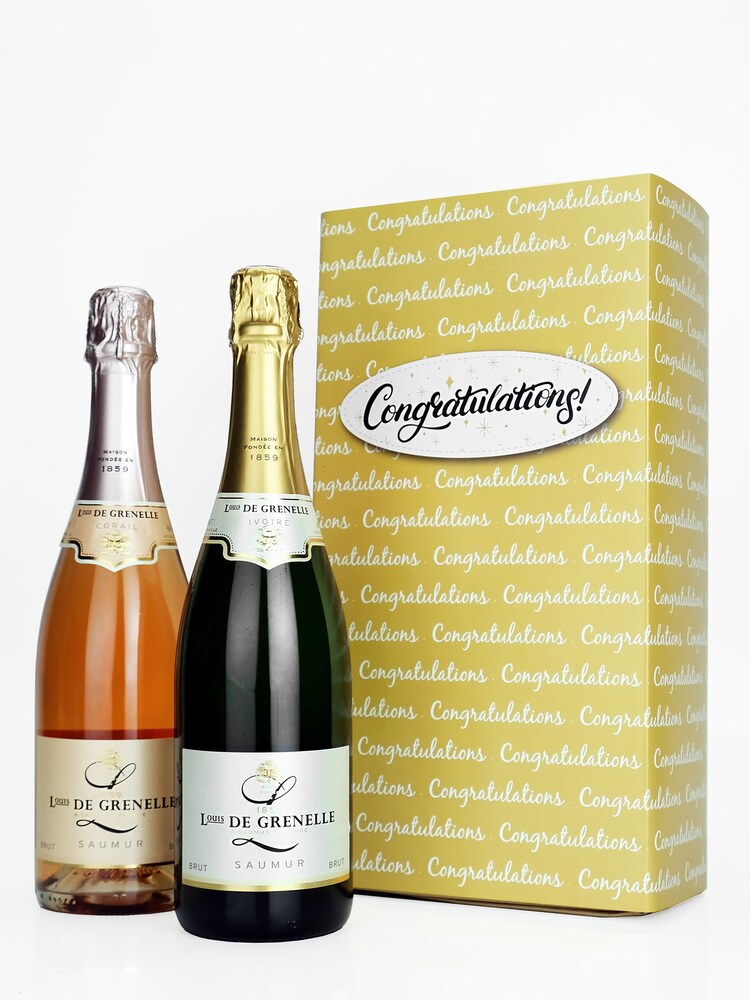 Le Bon Vin Congratulations Sparkling Saumur Wine Duo Boxed Gift - Image 1 of 1