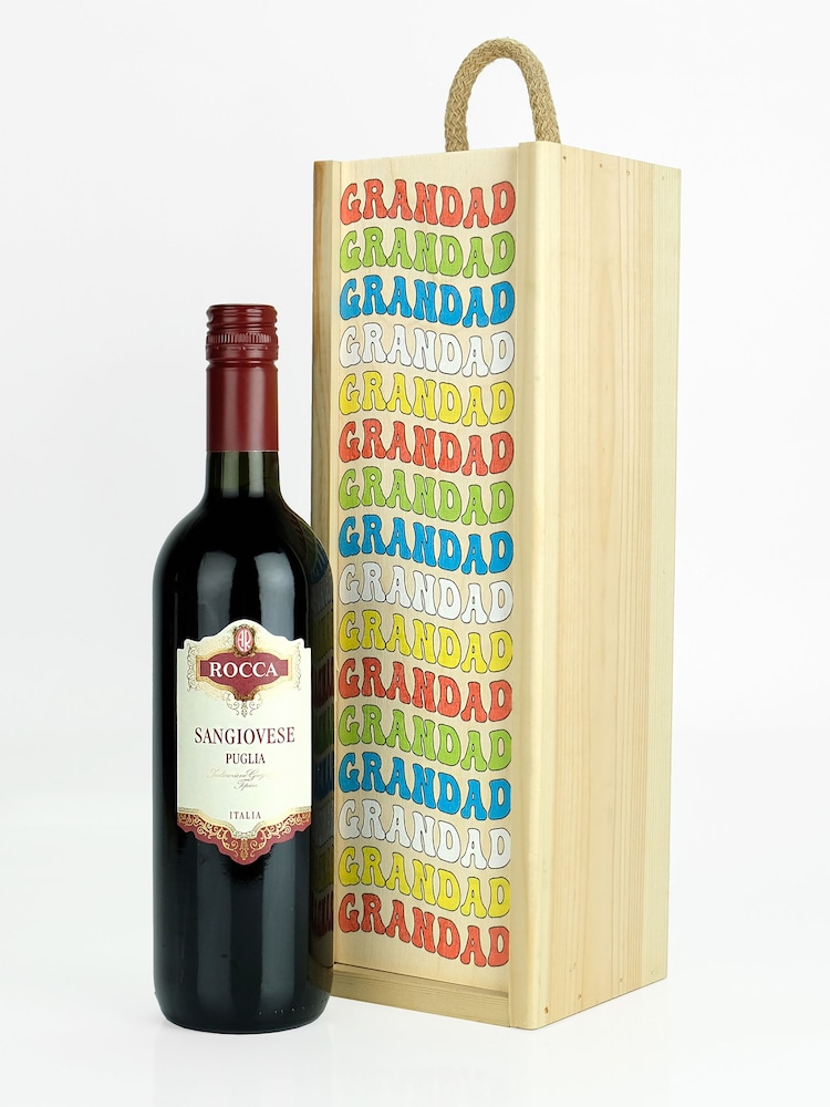 Le Bon Vin Grandad Italian Sangiovese Wooden Boxed Wine Gift - Image 2 of 2