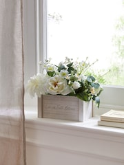 White Artificial White Blooms In Windowbox - Image 1 of 4