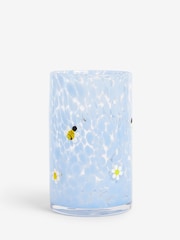 Blue Bee Emblem Confetti Glass Vase - Image 2 of 3