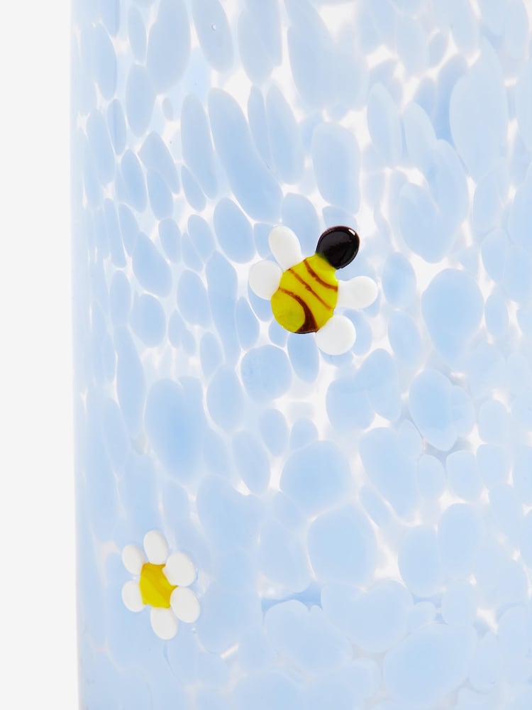 Blue Bee Emblem Confetti Glass Vase - Image 3 of 3