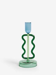 Green Wiggle Arm Glass Taper Candle Holder - Image 4 of 5