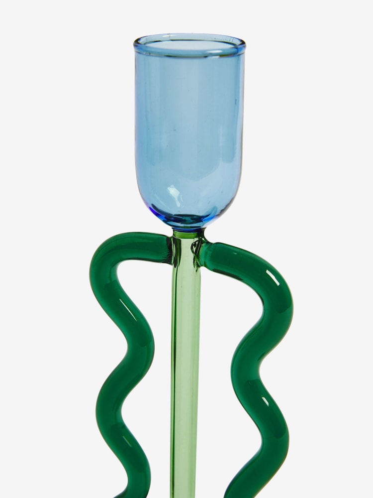 Green Wiggle Arm Glass Taper Candle Holder - Image 5 of 5