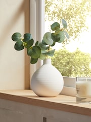 Green Artificial Eucalyptus In White Vase - Image 1 of 4