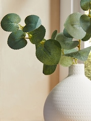 Green Artificial Eucalyptus In White Vase - Image 2 of 4
