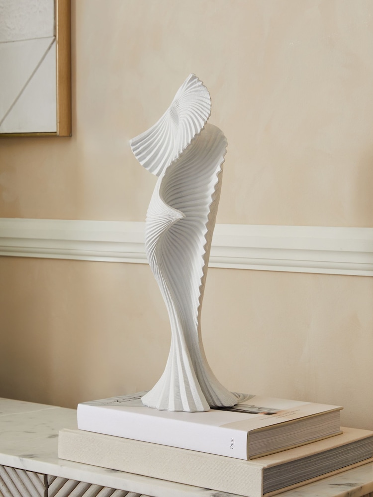 White Pleat Sculpture Ornament - Image 1 of 4
