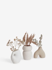 Set of 3 Natural Artificial Dried Floral In Scandi Vases - Image 3 of 4