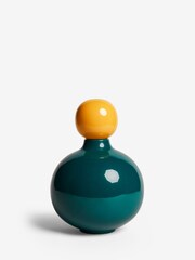 Teal Blue Rounded Lidded Ceramic Vase - Image 2 of 4