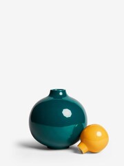 Teal Blue Rounded Lidded Ceramic Vase - Image 3 of 4