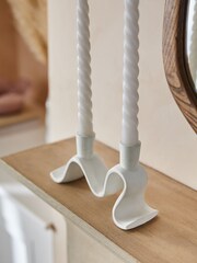 White Wiggle Cast Metal Taper Candle Holder - Image 3 of 6