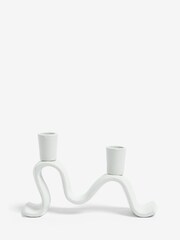 White Wiggle Cast Metal Taper Candle Holder - Image 4 of 6