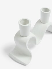 White Wiggle Cast Metal Taper Candle Holder - Image 6 of 6
