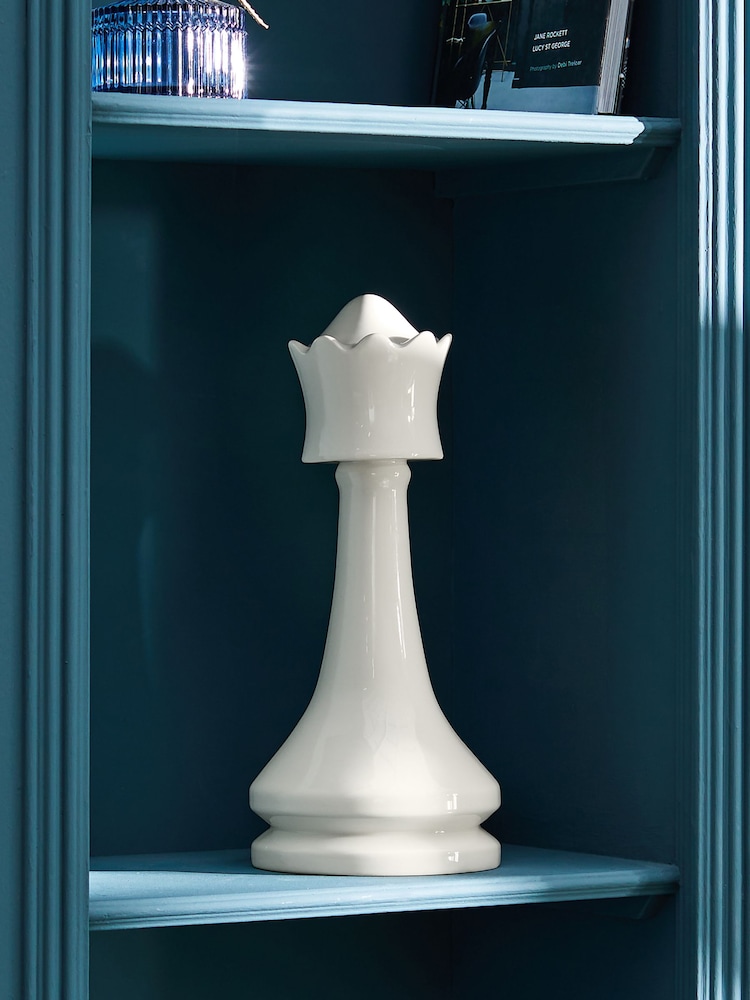 White Ceramic Queen Chess Piece Ornament - Image 1 of 3