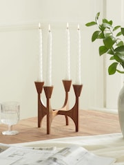 Brown Wooden Tapered Candelabra Candle Holder - Image 1 of 6