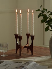 Brown Wooden Tapered Candelabra Candle Holder - Image 2 of 6