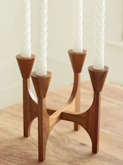 Brown Wooden Tapered Candelabra Candle Holder - Image 3 of 6