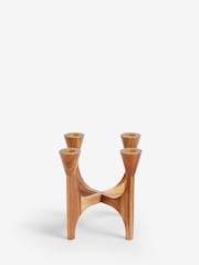 Brown Wooden Tapered Candelabra Candle Holder - Image 4 of 6