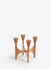Brown Wooden Tapered Candelabra Candle Holder - Image 5 of 6