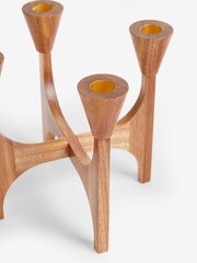 Brown Wooden Tapered Candelabra Candle Holder - Image 6 of 6