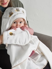 White Bee Newborn 100% Cotton Hooded Baby Towel - Image 1 of 3