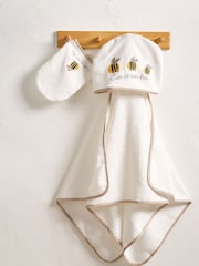 White Bee Newborn 100% Cotton Hooded Baby Towel - Image 2 of 3