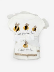 White Bee Newborn 100% Cotton Hooded Baby Towel - Image 3 of 3