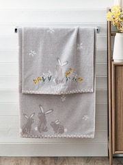 Grey Bunnies 100% Cotton Towel - Image 1 of 4
