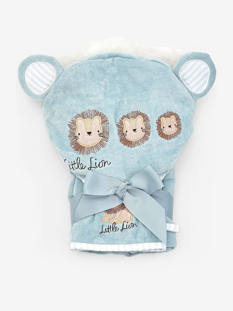 Blue Lion 100% Cotton Newborn Hooded Baby Towel - Image 3 of 3