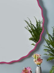 Pink Scalloped Round Wall Mirror 60x60cm - Image 2 of 4
