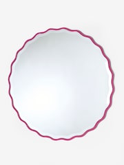 Pink Scalloped Round Wall Mirror 60x60cm - Image 3 of 4