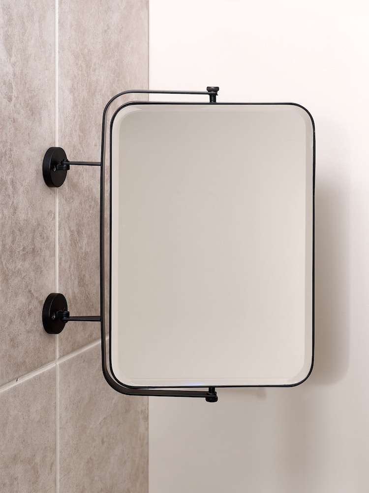Black Rectangle Space Saving Pull Out Wall Mirror - Image 1 of 6