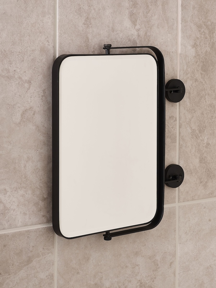 Black Rectangle Space Saving Pull Out Wall Mirror - Image 2 of 6