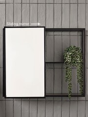 Black Rectangle Sliding Shelf Wall Mirror - Image 1 of 6