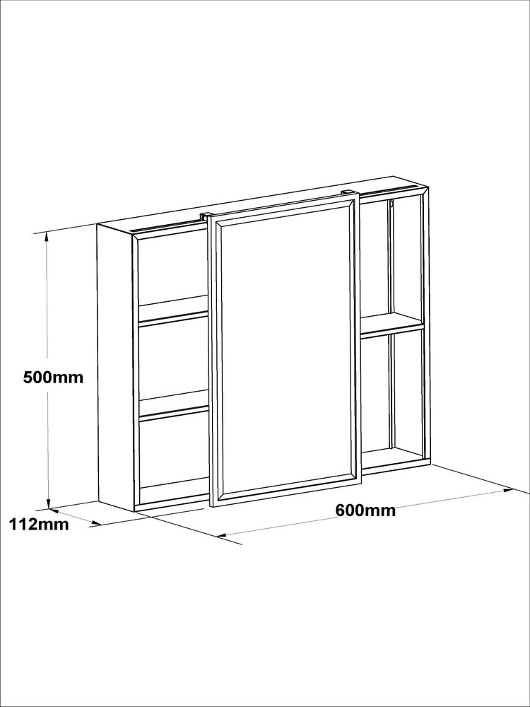Black Rectangle Sliding Shelf Wall Mirror - Image 2 of 6