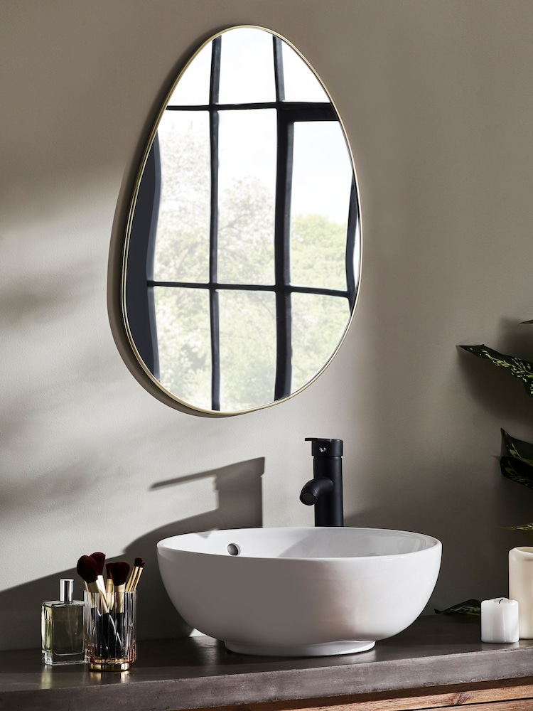 Gold Pebble Round Bathroom Wall Mirror - Image 1 of 6