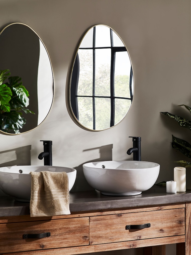 Gold Pebble Round Bathroom Wall Mirror - Image 2 of 6
