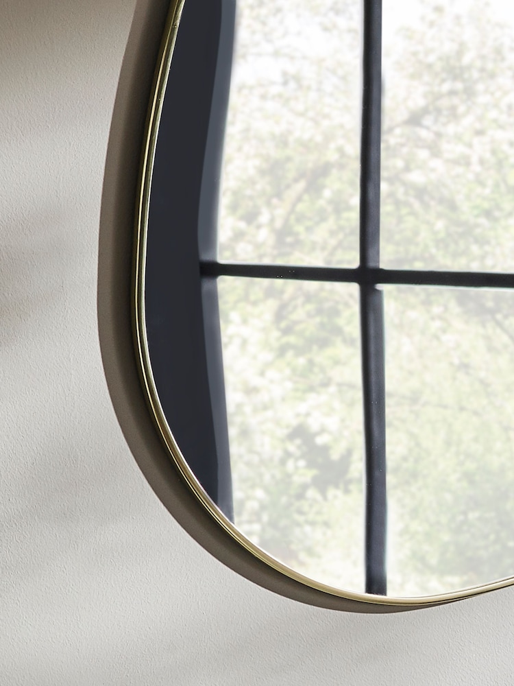 Gold Pebble Round Bathroom Wall Mirror - Image 3 of 6