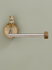 Natural Bertie Bear Woodland Spa Wall Mount Toilet Roll Holder - Image 1 of 5