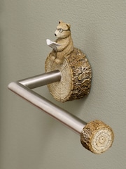 Natural Bertie Bear Woodland Spa Wall Mount Toilet Roll Holder - Image 3 of 5