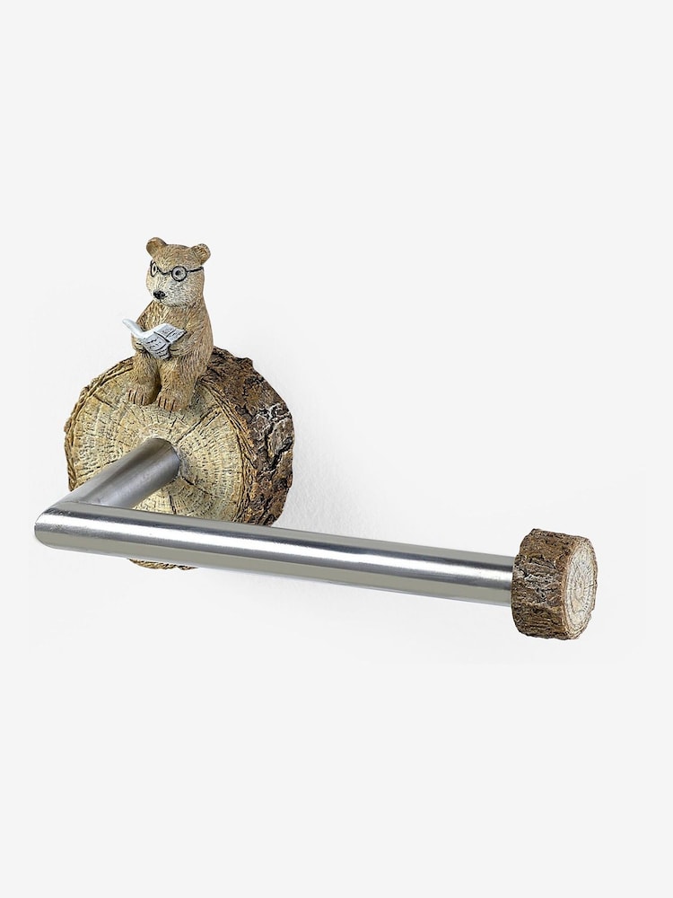 Natural Bertie Bear Woodland Spa Wall Mount Toilet Roll Holder - Image 5 of 5