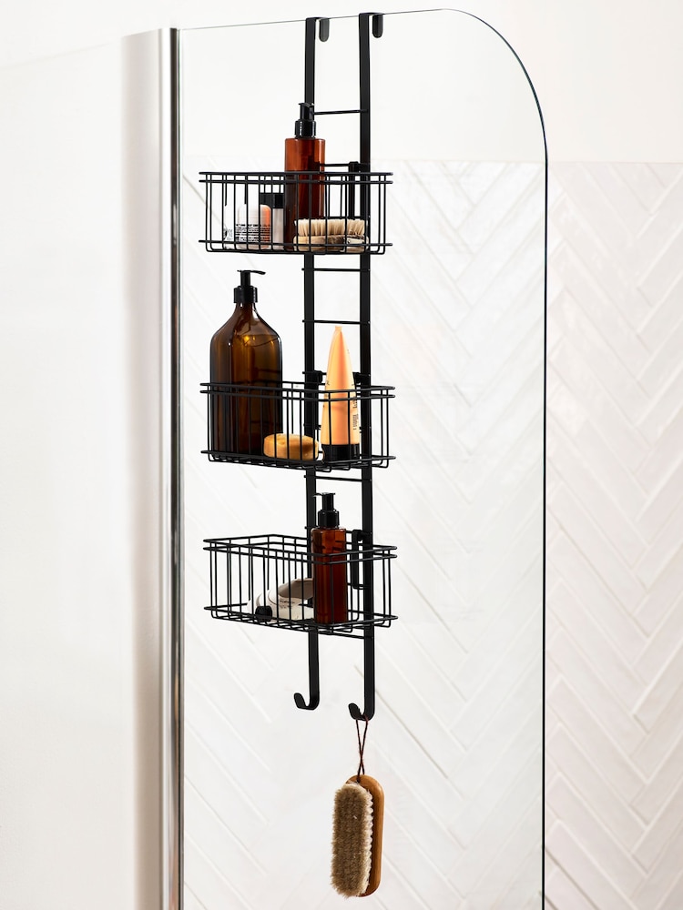 Black Adjustable Shelf Shower Caddy - Image 1 of 4