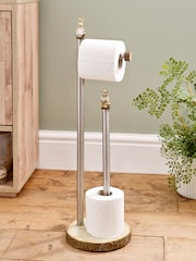 Natural Bertie Bear Woodland Spa Floor Standing Toilet Roll Holder - Image 2 of 4