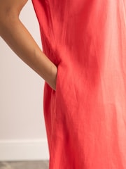 Lakeland Clothing Pink Esther Short Sleeve Linen Blend Midi Dress - Image 5 of 5