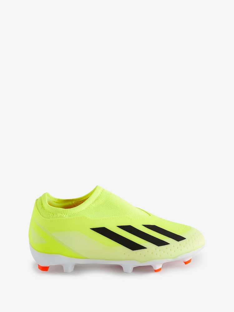 adidas Green Football X Crazyfast League Laceless Firm Ground Kids Boots - Image 1 of 10