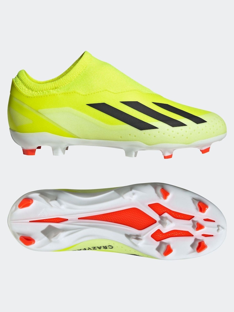 adidas Green Football X Crazyfast League Laceless Firm Ground Kids Boots - Image 6 of 10